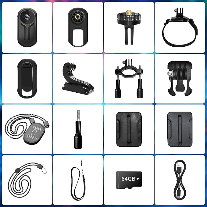 Upgraded 1080P Mini Body Camera with 64GB Card, Sports Action Cameras, Hands-Free Body Cam with Magnetic Back Clip, Mini POV Camera for Cycling Vlogging Travel