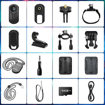 Upgraded 1080P Mini Body Camera with 64GB Card, Sports Action Cameras, Hands-Free Body Cam with Magnetic Back Clip, Mini POV Camera for Cycling Vlogging Travel