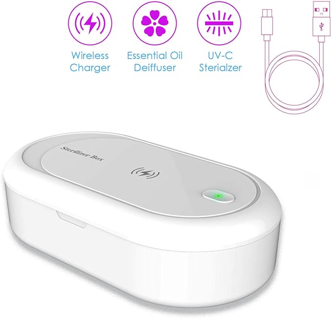UV Light Box UVC for Phone Ultraviolet for Cellphones Toothbrush Jewelry Glasses Nail Tools Keys with Aroma Therapy Case