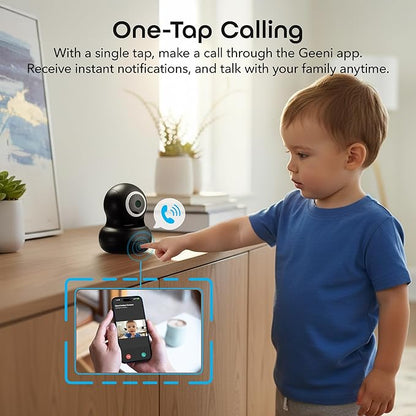 Geeni Sentinel Smart 2K Indoor Security Camera with Auto-Tracking – Dual-Band 2.4GHz & 5GHz WiFi, 2K HD Video, App & Voice Control, Motion Detection, Black