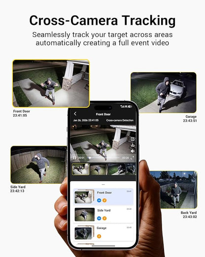 ANSQUE Security Cameras Wireless Outdoor Home System, 4 Camera Kit, No Subscription Fees, Solar Powered, Local Storage, 365-Day Battery Life, 360°PTZ Surveillance, Auto Tracking, 2K Color Night Vision