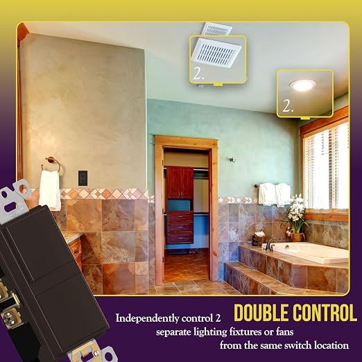 ENERLITES Brown Double Paddle Decorator Single Pole Switch, 15A, 1 Pack