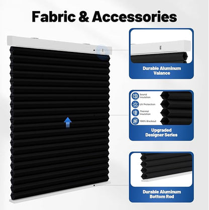 Motorized Cellular Shades with Remote, Light Filtering Smart Cellular Shades Compatible with Alexa, Honeycomb Window Blinds for Bedroom Home Office, Custom Size, Half Shading Midnight Spark