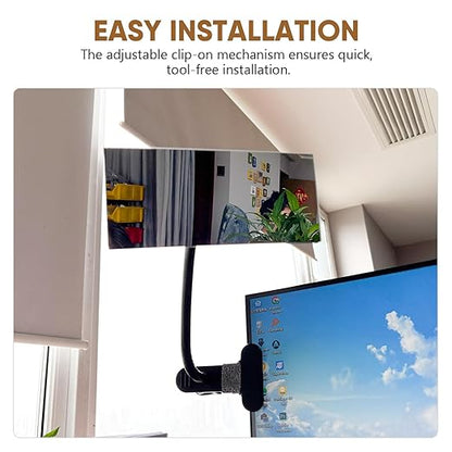 Clip on Security Mirror Convex Desk Office Cubicle for Personal Safety Desk Rear View Mirror Monitor Computer to See Behind You Flexible Gooseneck Rectangle 6.69"x2.95" Frameless