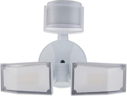 Enbrighten Vibe Smart LED Security Light, Motion Activated, Dual Head | ETL Listed, UV Resistant, 2500 Lumens, 4000K, Works with Alexa, Google Home, White, 58242