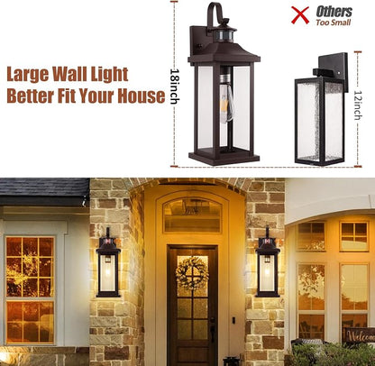 18 Inch Oil Rubbed Bronze Motion Sensor Outdoor Wall Lantern