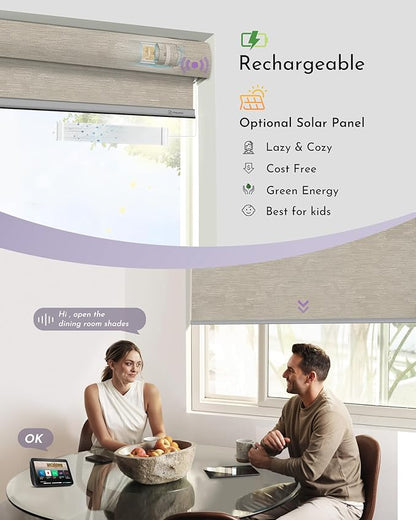Graywind Motorized Roller Shades 100% Blackout Free Stop Window Shades Cordless Wireless Remote Control Window Roller Blinds with Valance for Smart Home and Office, Customized Size, Jacquard Coffee