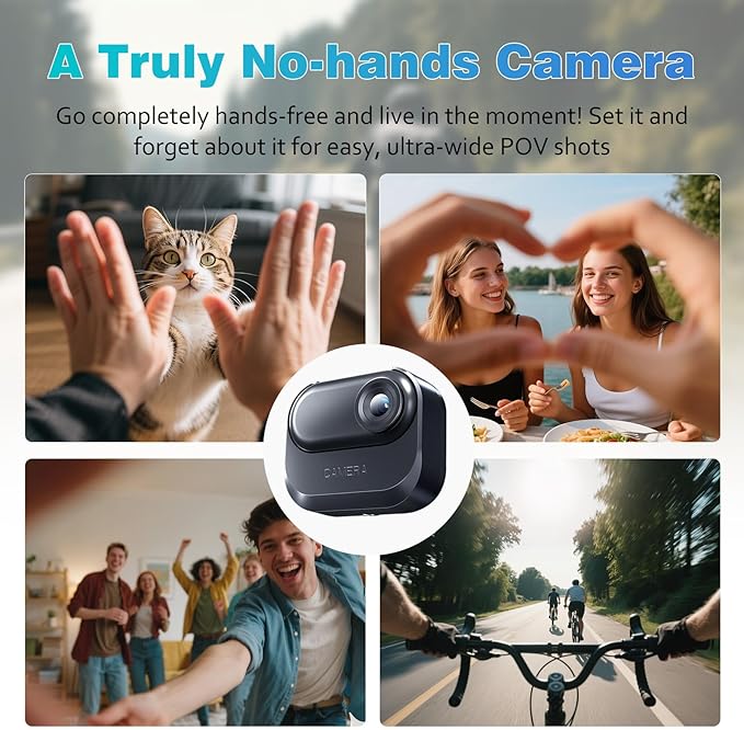 Mini Body Camera,Wearable Action Camera,Magnetic Worn Camera for Shirt,Thumb Size Hands Free Recording Necklace Body Cam for Pets,Travel,Work,Water Sports,Outdoor Adventures(Black, 64GB)