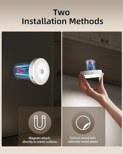 EZVALO 6-Pack Under Cabinet Lighting, Rechargeable Motion Sensor Puck Light with Remote, 3 Color Temps & 12 RGB Colors, Magnetic Stick on Light, Dimmable Under Counter Light for Kitchen, Home Decor