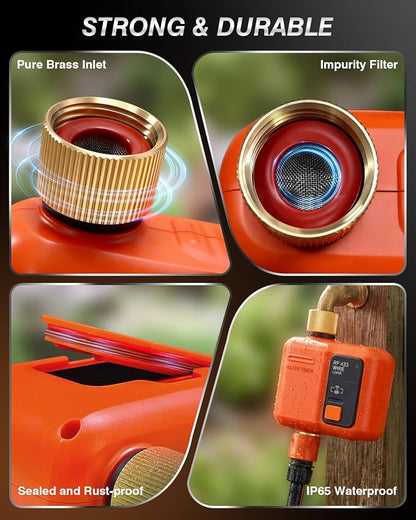 WiFi Water Timer for Garden Hose, Smart Sprinkler Timer with 984ft Long Range, Strong Wall Penetration, APP & Remote Control, Voice Control, Rain Delay, Manual Mode, Watering System