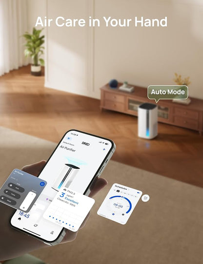DREO Smart Air Purifier for Home, Washable Pre-Filter, Air Cleaner with Wi-Fi/Voice/Alexa,Smoke,Dust,Pollen,Odor,PM2.5 Quality Monitor, 4 Speeds & Auto/Turbo/Quiet HEPA Sleep Mode, DR-HAP003AS