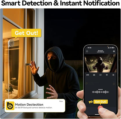 4MP Window Camera, 2.4GHz & 5.8GHz WiFi 6 Indoor Camera with Phone App, Cameras for Home Security with Full Color Night Vision, AI Person & Motion Detection, 24/7 Recording, Compatible with Alexa