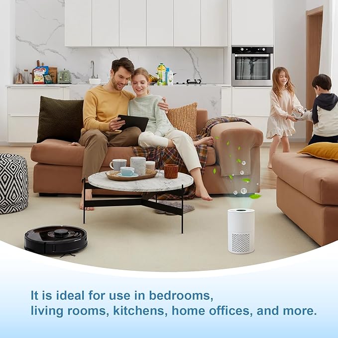 Small Air Purifier Desk mini air purifier 3-in-1 Filters for Dust Smoke Odors Quiet for Office Desktop Bedroom Hotel GrowthLife KJ30F-143 White 4.8 x 4.8 x 7.2 inch