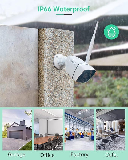 Firstrend 5MP Wireless Security Camera System, 4 Camera CCTV Kit with 8CH NVR & 2TB HDD, Two-Way Audio, Night Vision, Motion Detection Alerts, Remote App Viewing, Indoor Outdoor Home Security
