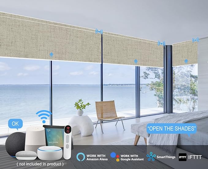 Bringnox Motorized Blinds with Remote,100% Blackout Smart Roller Blinds Compatible with Apple Homekit Google Home and Alexa Via HUB,and Customized (Vigor Sage-10)
