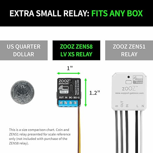 Zooz Z-Wave Long Range Low Voltage XS Relay ZEN58 800LR | Z-Wave Hub Required (Sold Separately)