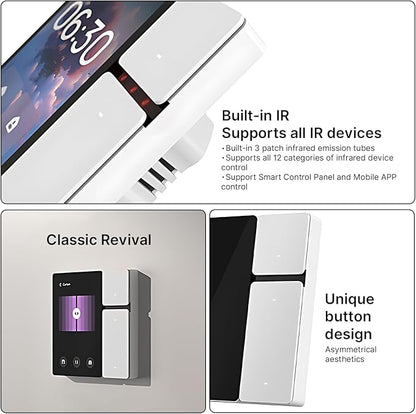 3.5 Inch Smart Home Control Panel with 3 Gang Relay Touchscreen and 3 Button, All-in-One APP Control Home Devices Switch Wall Mount Smart Panel, Built-in IR&Voice Assistant - White