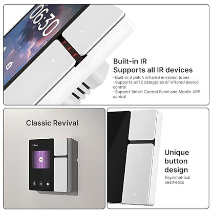 Smart Home Control Panel 3 Gang Relay Touchscreen and 3 Button All in One Smart Switch Built in IR for Home Devices Control Wall Mount Smart Panel