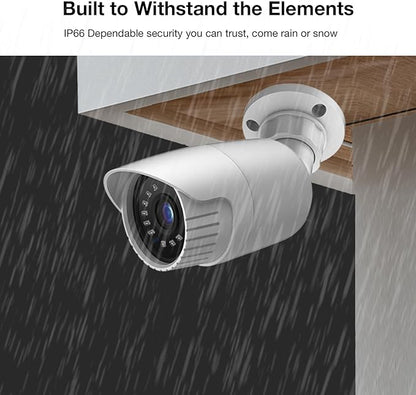 4MP PoE IP Turret Bullet Camera with, IP Security Camera Outdoor Indoor Wired, Night Vision 65ft, Human Motion Detection, Waterproof IP66, 2.8mm Lens, 24/7 Recording