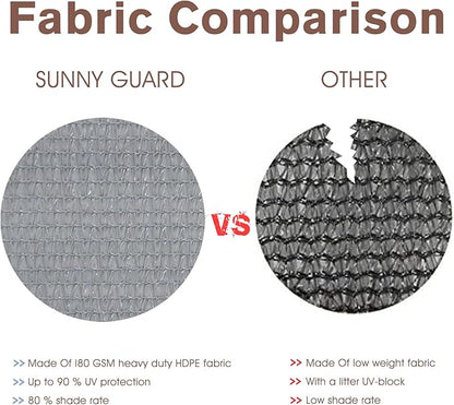 SUNNY GUARD 3.3'x19.7' Balcony Privacy Screen Fence, Apartments Railing Screen, Heavy Duty Wind Screen for Outdoor,Backyard,Patio,Deck Privacy（Light Grey）
