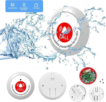 Nurse Call System,Wireless Caregiver Pager Calling System,1000ft, 6 Alert Emergency Call Button for Elderly with 1 Display Receiver for Medical Clinic Nurses Station Home Hospital