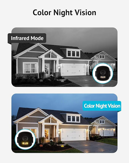 LaView 2K Security Camera Outdoor with Color Night Vision,3MP Wired Cameras for Home Security,IP65 Waterproof Camera, 24/7 Live Video,2 Way Audio,Cloud Storage/SD Slot,Compatible with Alexa(2pcs)