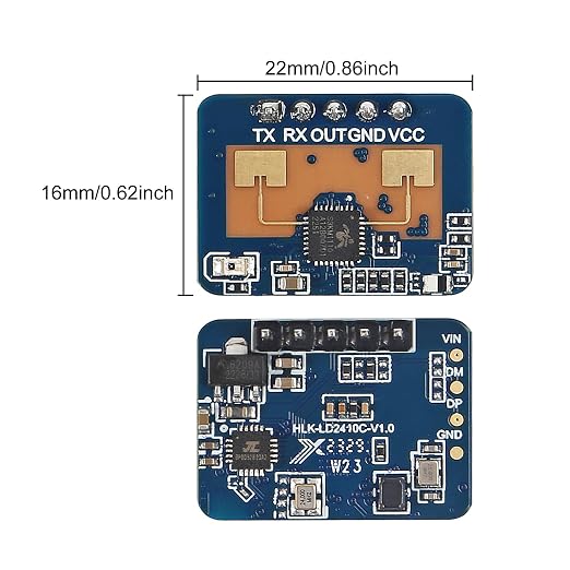 2pcs LD2410C Human Presence Radar Sensor Module LD2410 Millimeter Wave Radar Sensor HLK-LD2410 Sensor Module Non Contact 24GHz ISM Band Serial Port IO Level Output with Dupont Wire
