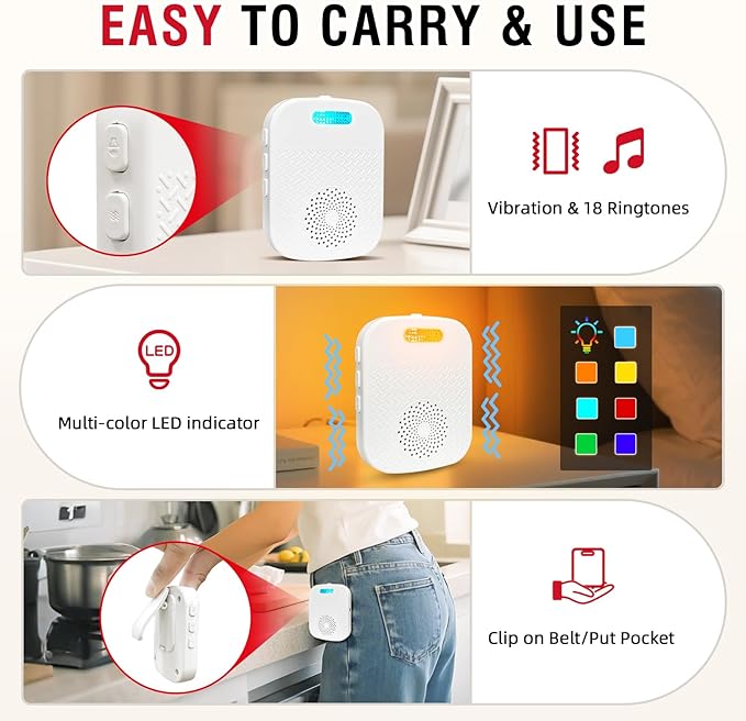 CallToU Caregiver Pager Wireless Call Button for Elderly/Senior,2026 New Version Pager with Vibration & Rechargeable,Nurse Alert System for Home Care Seniors