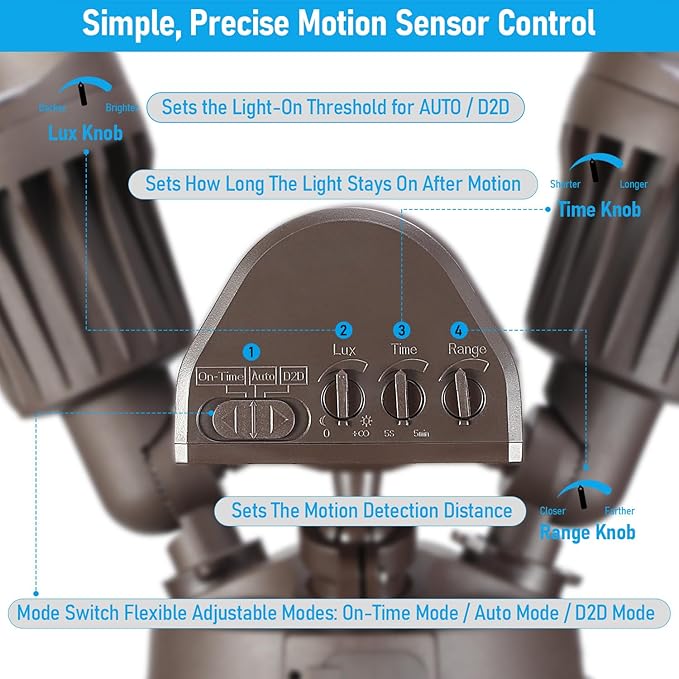LEONLITE 3CCT LED Security Light, Motion Sensor Outdoor Lights, Dusk to Dawn, ETL Listed, Adjustable Heads, 3000K4000K5000K Selectable, Motion Detector Flood Light, Aluminum, IP65 Waterproof, Bronze