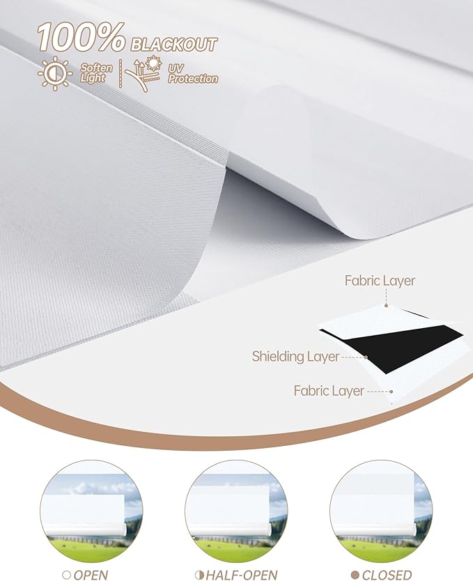Kincmo Motorized Blinds with Remote, Motorized Zebra Shades Work with Apple Homekit,Alexa,Google Home, Customized Electric Blinds with Remote,App,Voice Control (100% Blackout Gentle White)