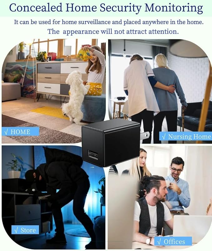 Mini Spy Camera Hidden Detection in USB Charger - HD 1080P Wireless WiFi Nanny Cam, Indoor Home Security Camera with APP Remote Viewing, Motion Detection Alert for Baby/Pet Monitoring