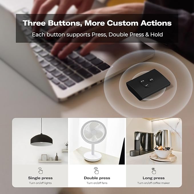 THIRDREALITY Smart Button ZB2, ZigBee Hub Required,Three Wireless Push Button,Customizable Scenes,Remote Control, Compatible with Home Assistant(ZHA&Z2M), Rechargeable Lithium Battery