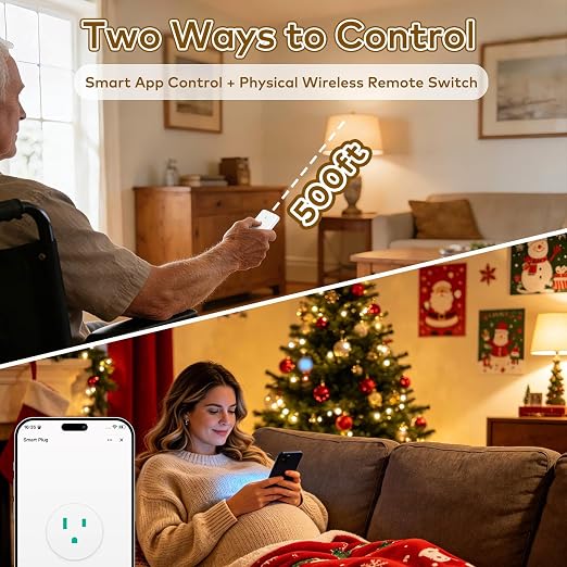 NineLeaf Zigbee Smart Remote Outlet with Wall Decor Switch,Zigbee Repeater,Wireless Plug with APP & Voice Control, Compatible with Alexa &Google Assistant, Timer & Schedule,1 Switch+6 Outlets