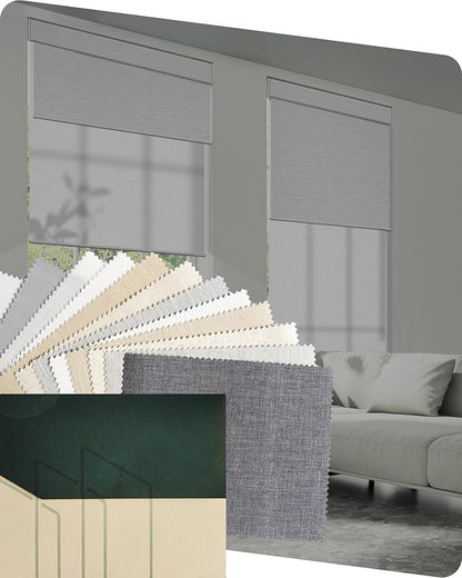 Yoolax Smart Dual Roller Shades, Motorized Blinds with Remote Smart Blinds Compatible with Alexa, Automatic Dual Shades for Windows Bedroom Living Room, Fabric Sample (Multicolor)