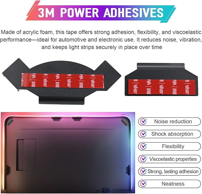 Upgraded Brackets Set for Philips Hue Play Gradient Light Strip, LED Light Strip Mounting Clips Kit with Strong 3M Adhesive, Compatible with 55" 65" 75" Hue TV Lightstrip 6 PCS Holder Set