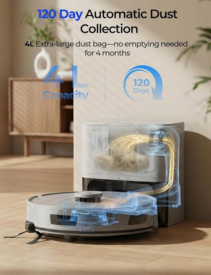 Robot Vacuum 20,000 Pa Robot Vacuum and Mop,120Day Self Emptying Vacuum Robot,Lidar Navigation,5G 2.4GWiFi APP Aspirateur Robot,Self-Charging Robot Vacuums for Pet,Floor,Carpet Gray R11