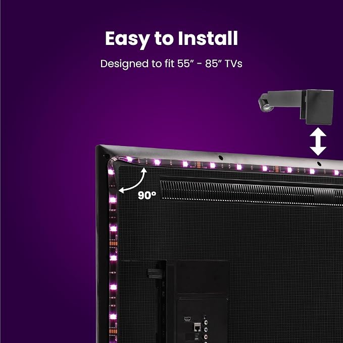 Feit Electric Smart TV Backlight with Color Sensor and 11.5ft LED Tape Light Supports 55"-85" TVs, RGB Backlight, No Hub Required - TAPETV85/RGB/AG