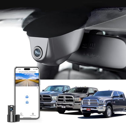 Mangoal Front 4K & Rear 1080P Dash Cam Custom for 4th Gen Dodge RAM 1500/2500/3500 2013 2014 2015 2016 2017 2018 (Model A),Check Model Carefully,UHD 2160P,WiFi & App,128GB Card