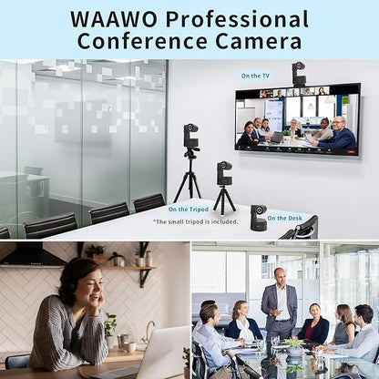 Tiny 4K PTZ Webcam HDR ½.8" Sensor Auto-Frame Gesture Control Built-in Pickup Support USB Audio and Video Output for Online Meetings, Online Chats, Online Classes, Live Streaming, etc.