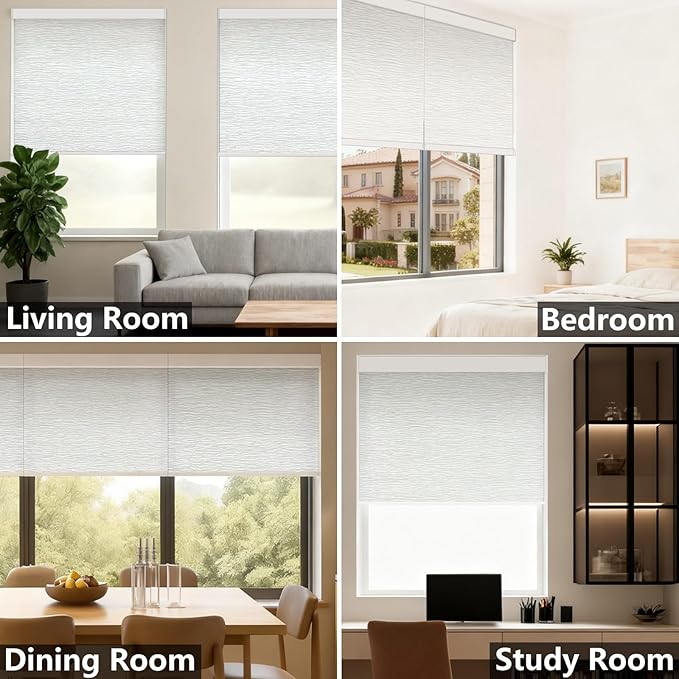 Motorized Blackout Roller Shades with Remote – Smart Blinds for Bedroom, Alexa Google Home Siri, Matter Compatible, Custom Electric Window Shades, Cordless Rechargeable