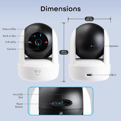 Geeni Orbit 3MP Smart PTZ Security Camera, 2K HD, Pan & Tilt Auto-Follow