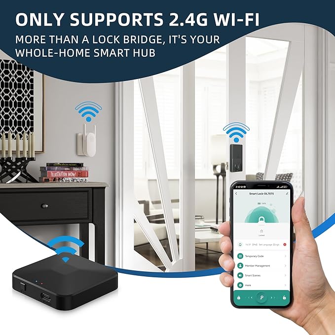 TUYA Smart Lock WiFi Gateway, G2 Hub for Smart Door Lock, Simple Installation Remote Control Zigbee Bridge & Bluetooth to WiFi Gateway for Tuya Devices