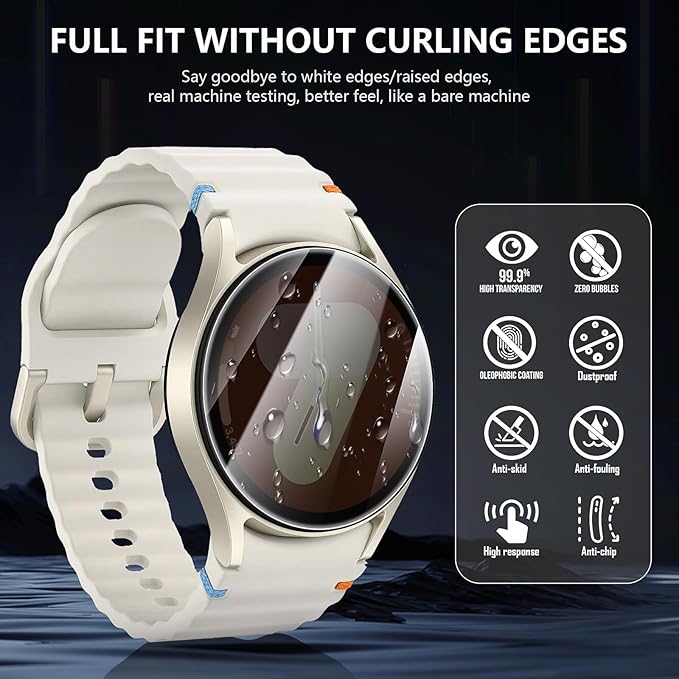 Suoman 4-Pack for Samsung Galaxy Watch 6/7/FE 40mm Privacy Screen Protector, [Anti-peeping] 9H Hardness Ultra-thin Tempered Glass Screen Protective Film