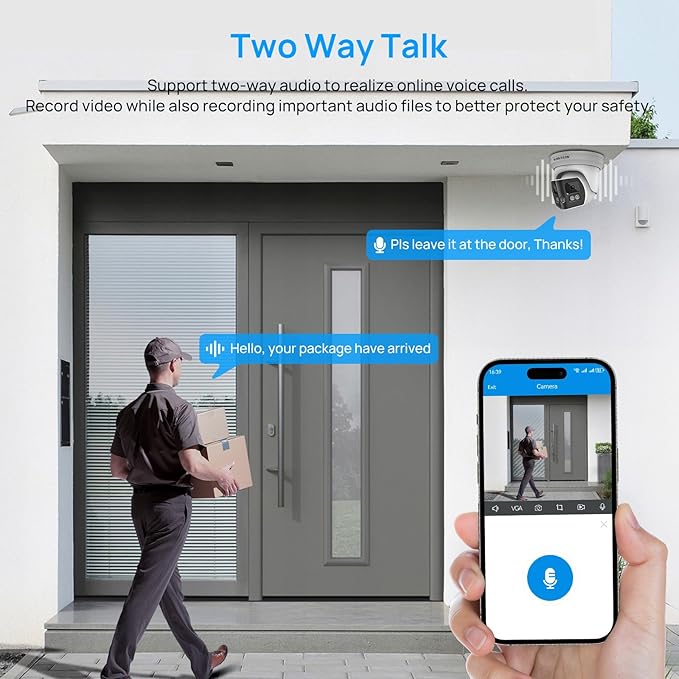 VIKYLIN 4K 8MP Dual Lens Poe IP Security Camera Outdoor with 180° Panoramic Wide Angle, Full Color/EXIR2.0 Night Vision,Human/Vehicle Detection,2-Way Talk, Micro SD(512G),IP67,Blue Iris,NDAA Compliant