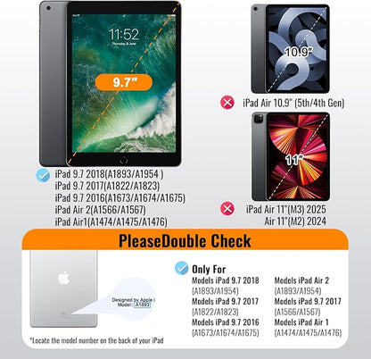 Privacy Screen Protector for iPad 6th Generation 9.7 Inch, Private Tempered Glass Film for iPad 5th Gen/Air 2/ Air 1, Touch Sensitive, Anti-Fingerprint, Case Friendly, 1 Pack