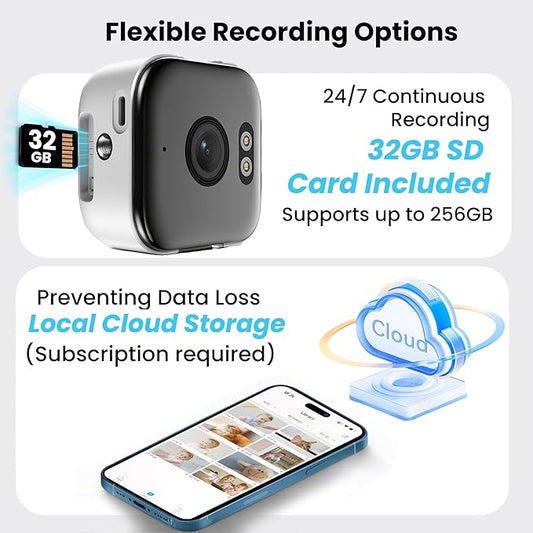 2K Window Camera with 32GB Memory Card, 5GHz & 2.4GHz WiFi Indoor Cameras for Home Security with AI Starlight Color Night Vision, AI Person & Motion Detection, Easy & Quick Install, 24/7 Recording