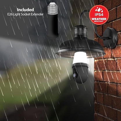 Energizer Smart 2K Light Bulb Security Camera, 1000 Lumens LED Light, 5G&2.4G Wi-Fi Outdoor Socket Camera, Pan Tilt Auto Tracking, Night Vision, 2-Way Audio, Outdoor, Works with Alexa & Google Home