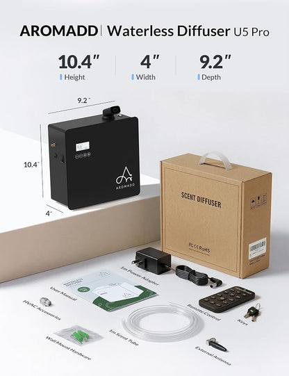 2026 Upgraded 3500 Sq.Ft HVAC Scent Diffuser for Home | Smart Whole House Waterless Diffuser with App & Remote Control, Hotel Collection Diffuser, Cold Air Tech, 600mL, Black