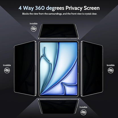 Peslv 4-Way Magnetic Privacy Screen for iPad Air 13 Inch (2024-2026, M2 M3 M4), Removable 360 Spy Private Filter, Anti Blue Light Glare Bubble-Free Easy Install Black Screen Protector