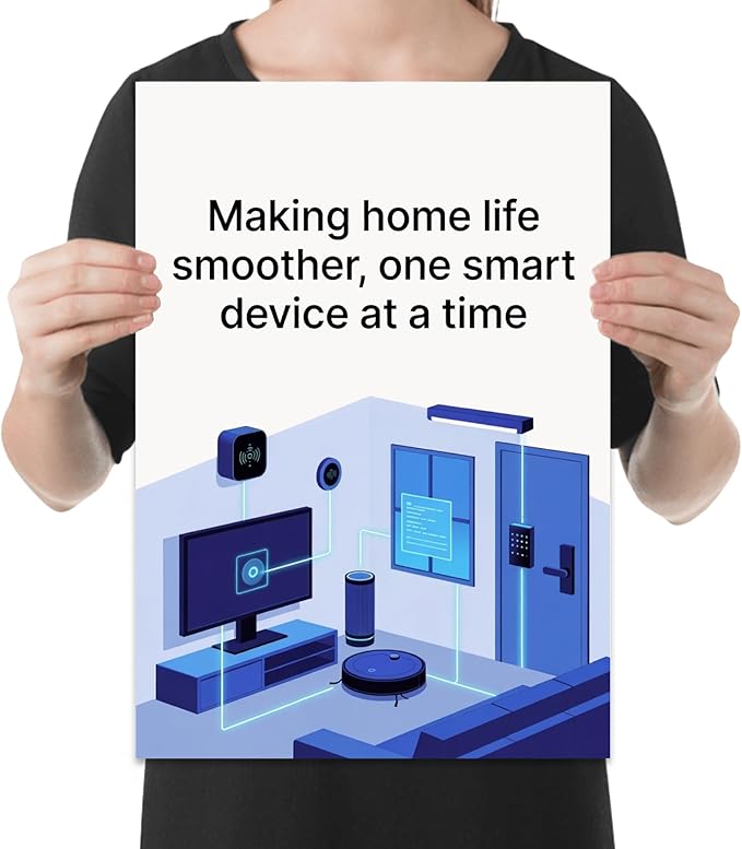 Modern Home Automation Poster Print - Making Home Life Smoother with Smart Devices - 13x19 - Futuristic Living Room Design